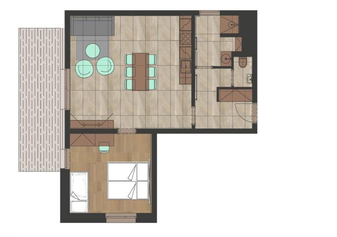 Rodinný apartmán s 1 ložnicí a terasou Rodinný apartmán s 1 ložnicí a terasou