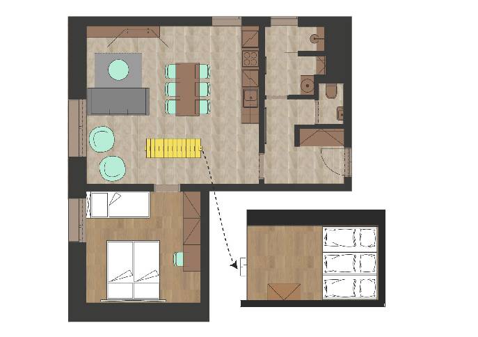 Apartmán se 2 ložnicemi