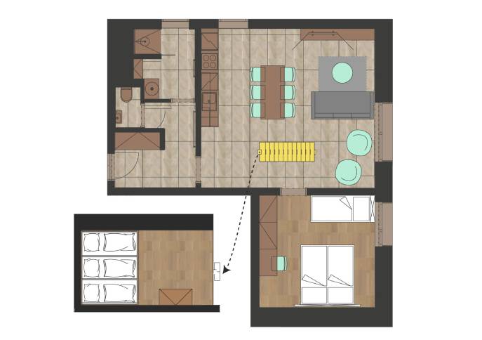 Apartmán se 2 ložnicemi